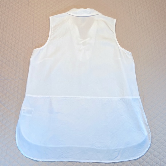 Ellen Tracy Sleeveless Tunic. Lace up Neckline. White. Hi-Lo Hem. Large. - Picture 7 of 9